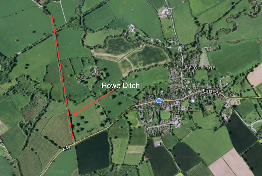 Map of Rowe Ditch, west of Pembridge